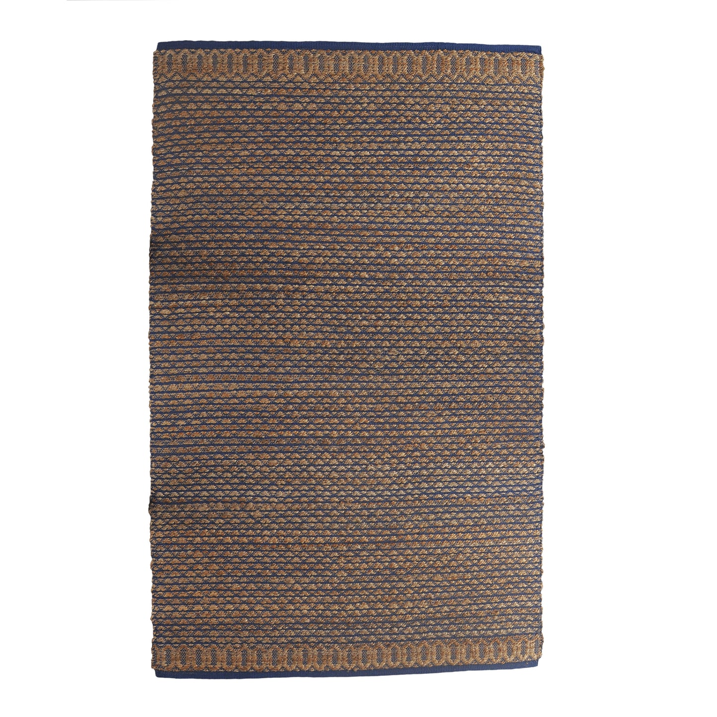 NATUR-03388 Farmhouse Hand-Woven Tan/Blue Jute Blend Indoor Area Rugs - LR Home