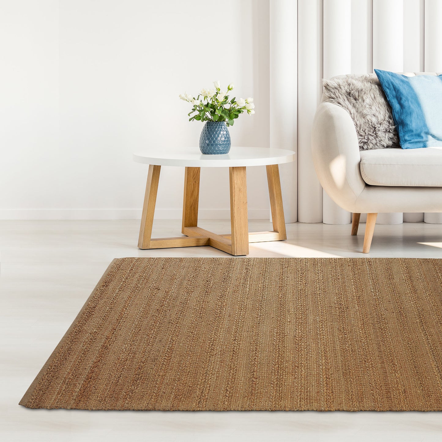 Natural Fiber-03389 Transitional Hand-Woven Natural Cotton Indoor Area Rug - LR Home