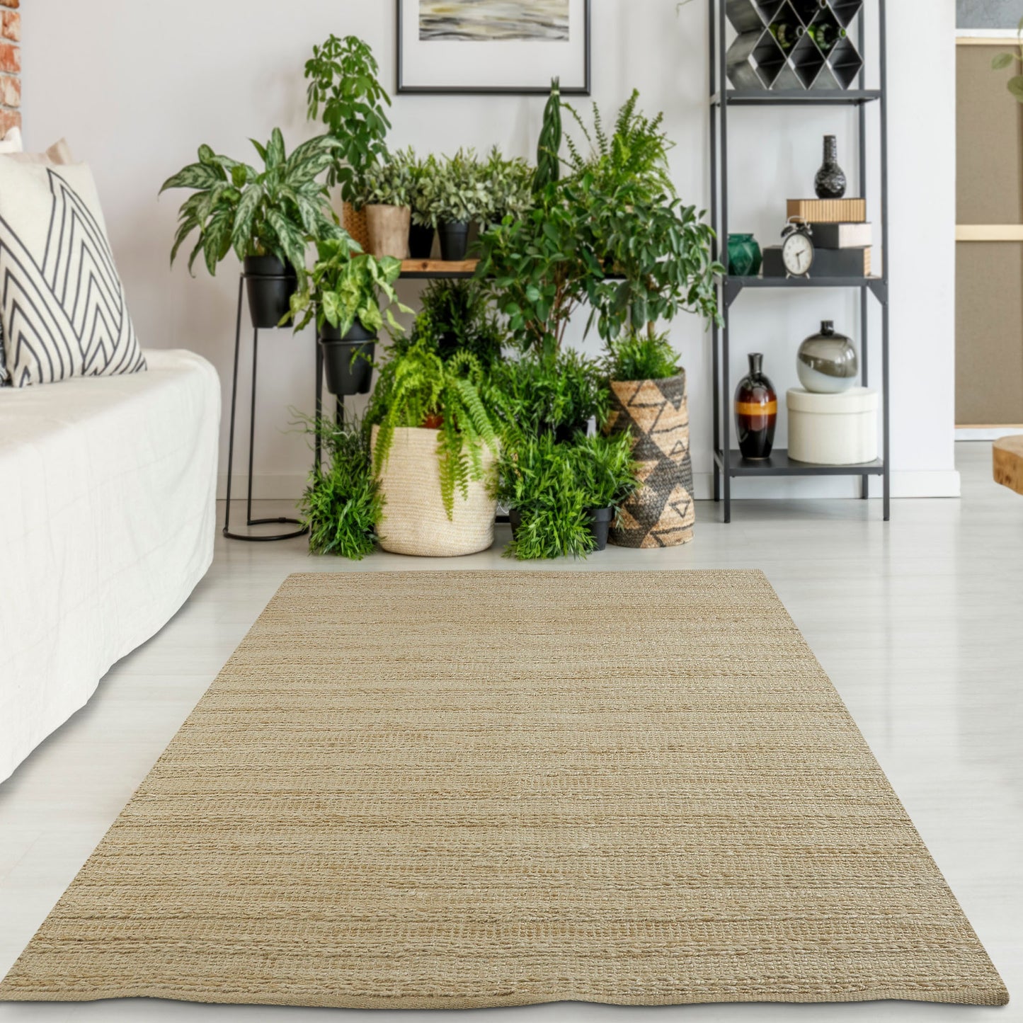 Natural Fiber-03390 Transitional Hand-Woven Bleach/Ivory Cotton Indoor Area Rug - LR Home