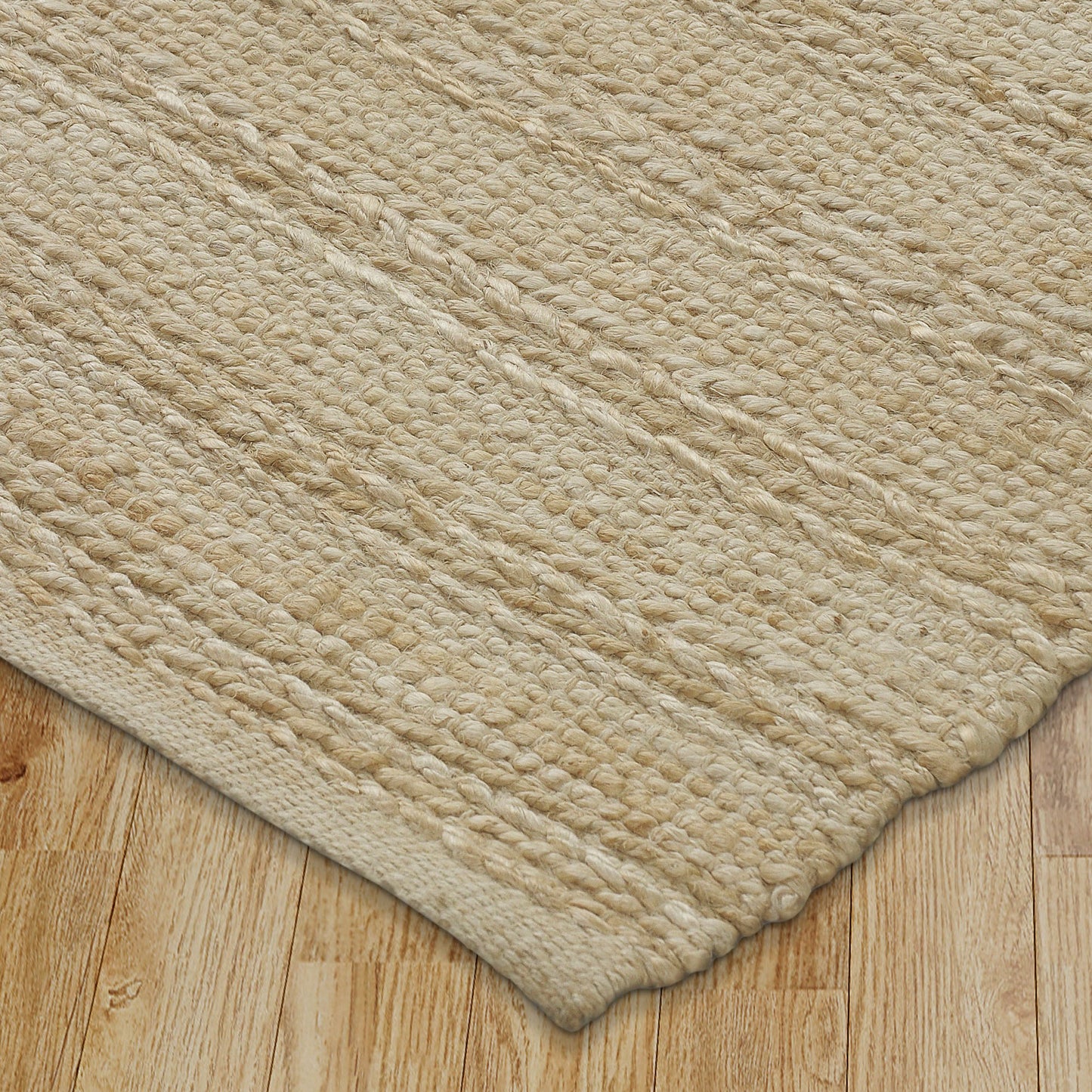 NATUR-03302 Transitional/Casual Hand-Woven Bleach/Ivory Jute Indoor Area Rugs - LR Home