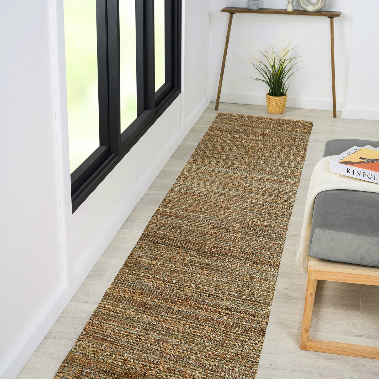Natural Fiber-03391 Farmhouse Hand-Woven Olive Green/Blue Cotton Indoor Area Rug - LR Home