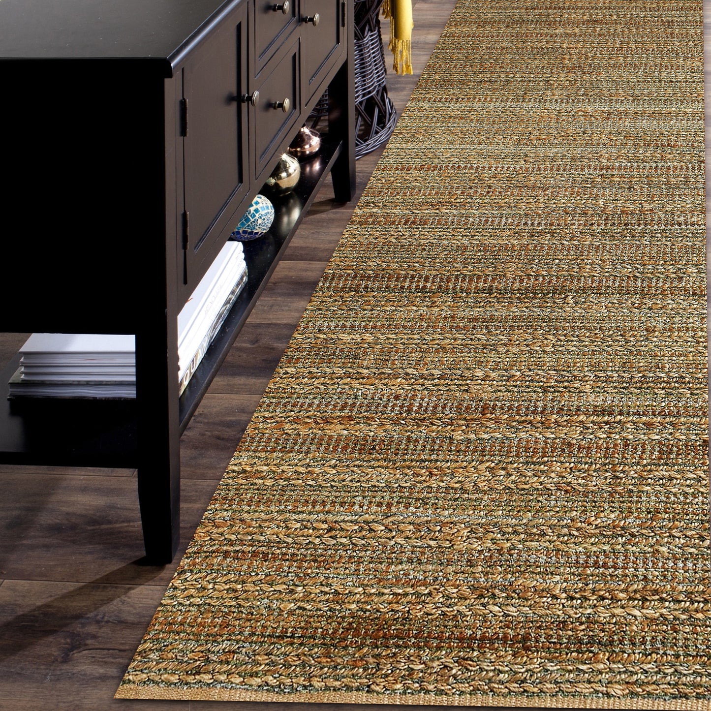 Natural Fiber-03391 Farmhouse Hand-Woven Olive Green/Blue Cotton Indoor Area Rug - LR Home