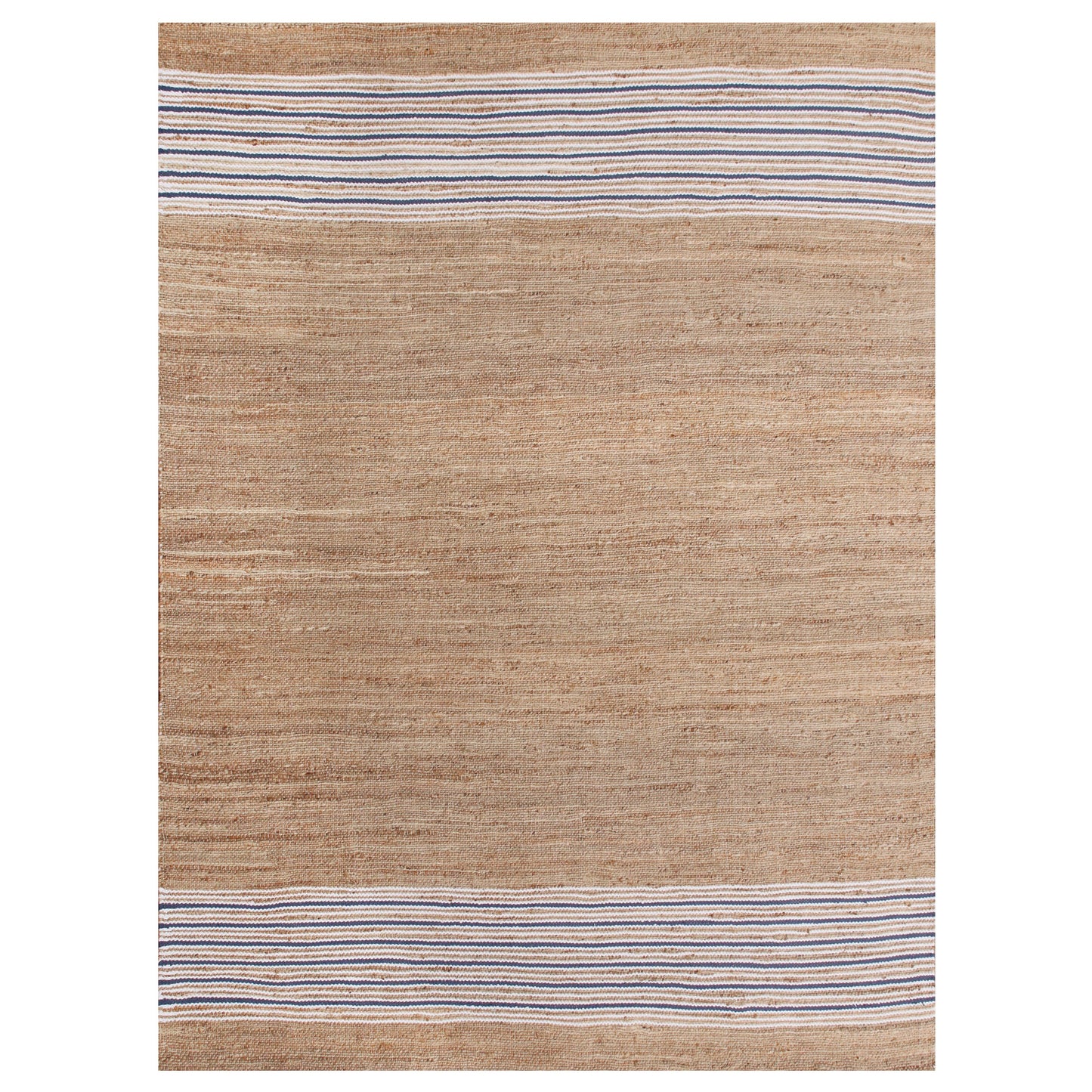 NATUR-03392 Nautical/Coastal Hand-Woven Tan/Blue/White Jute Blend Indoor Area Rugs - LR Home