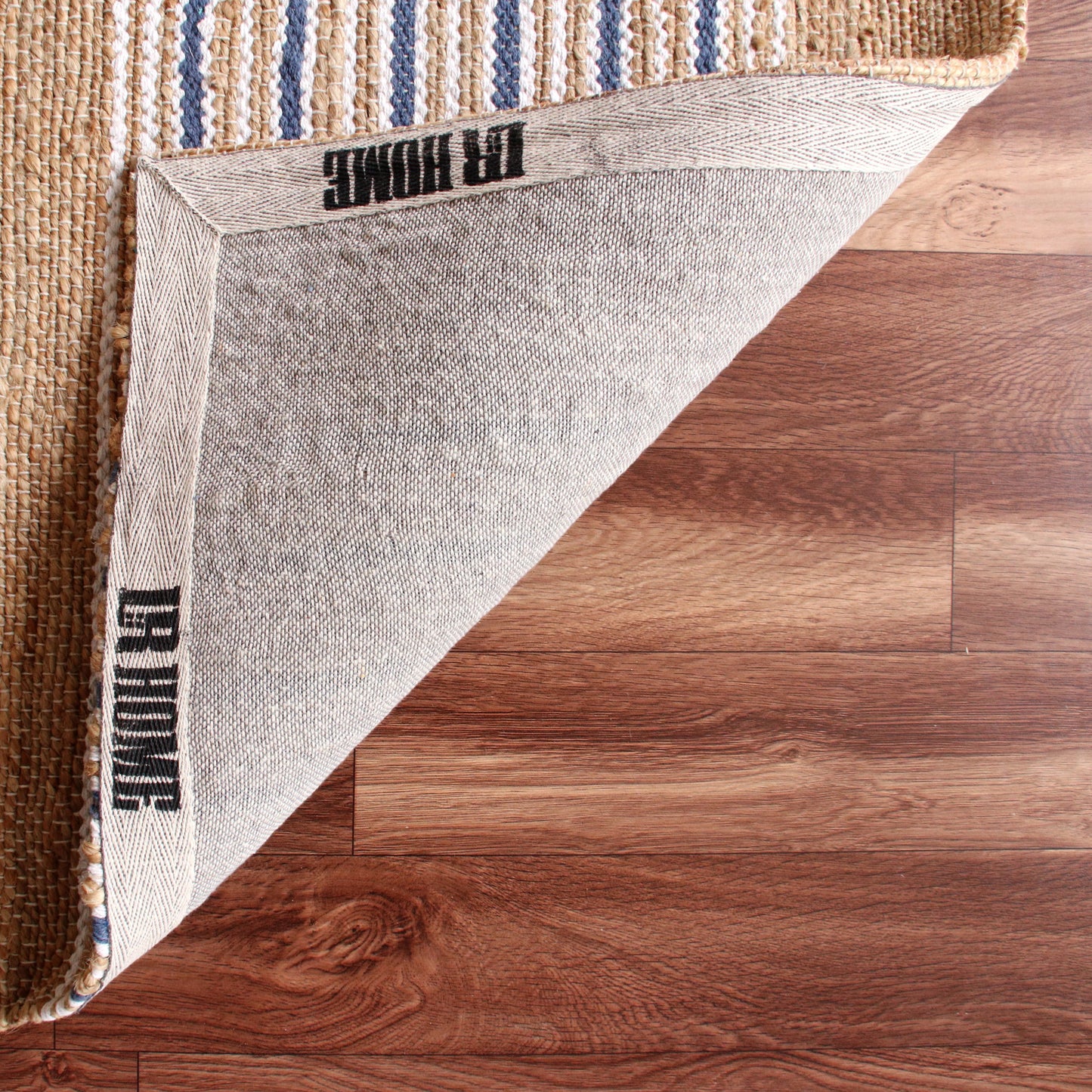 Hampton-03392 Coastal Hand-Woven Tan/Blue Cotton Indoor Area Rug - LR Home
