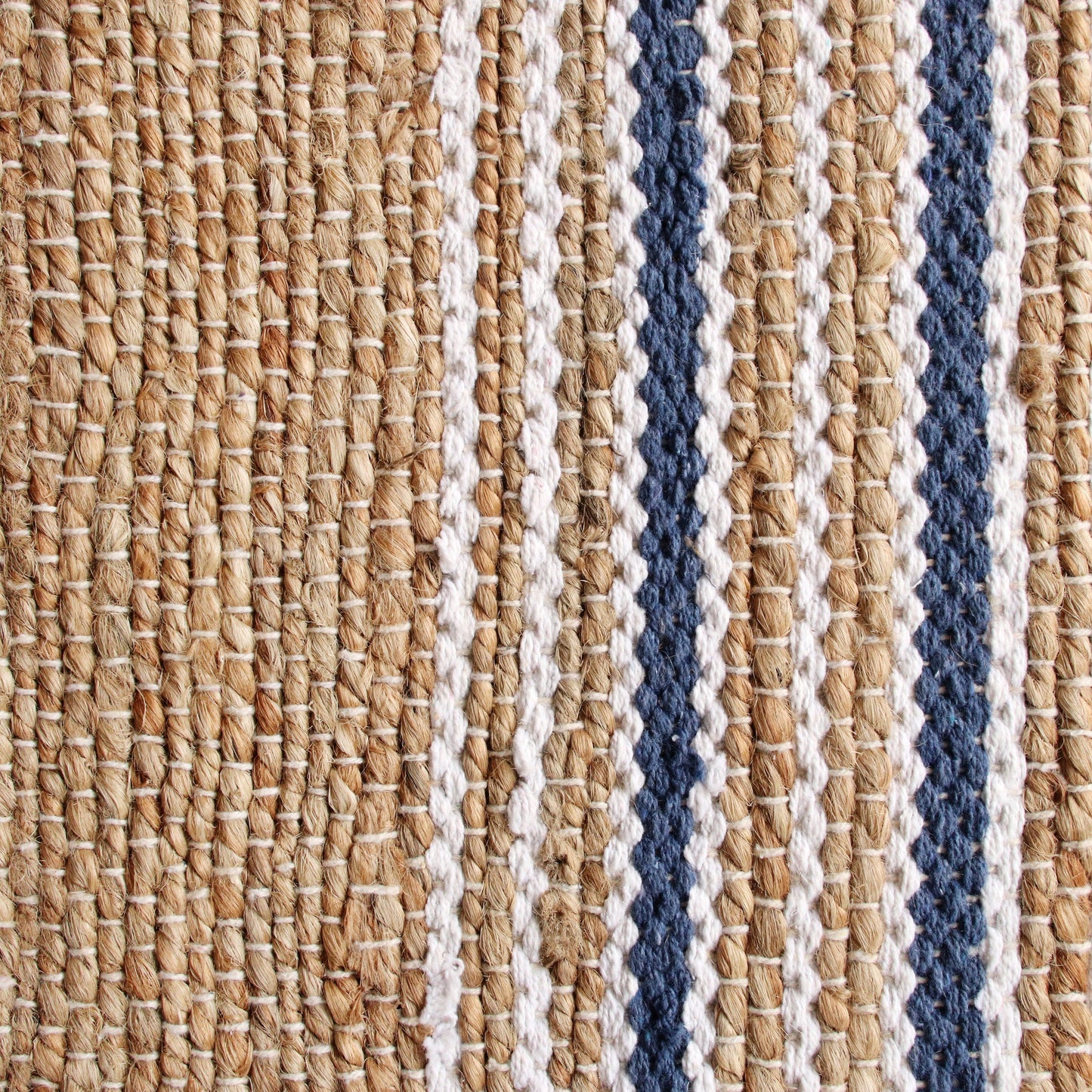 Hampton-03392 Coastal Hand-Woven Tan/Blue Cotton Indoor Area Rug - LR Home