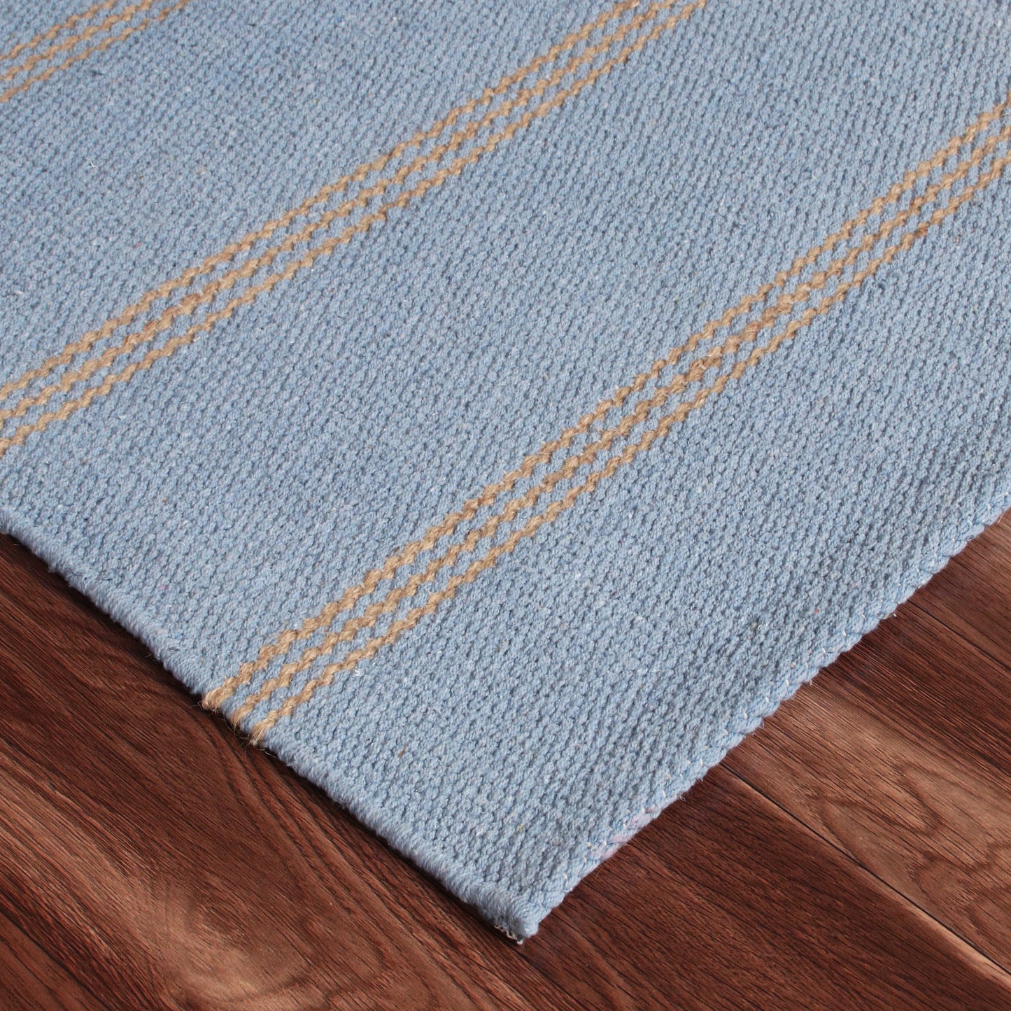 Hampton-03393 Coastal Hand-Woven Light Blue/Tan Cotton Indoor Area Rug - LR Home