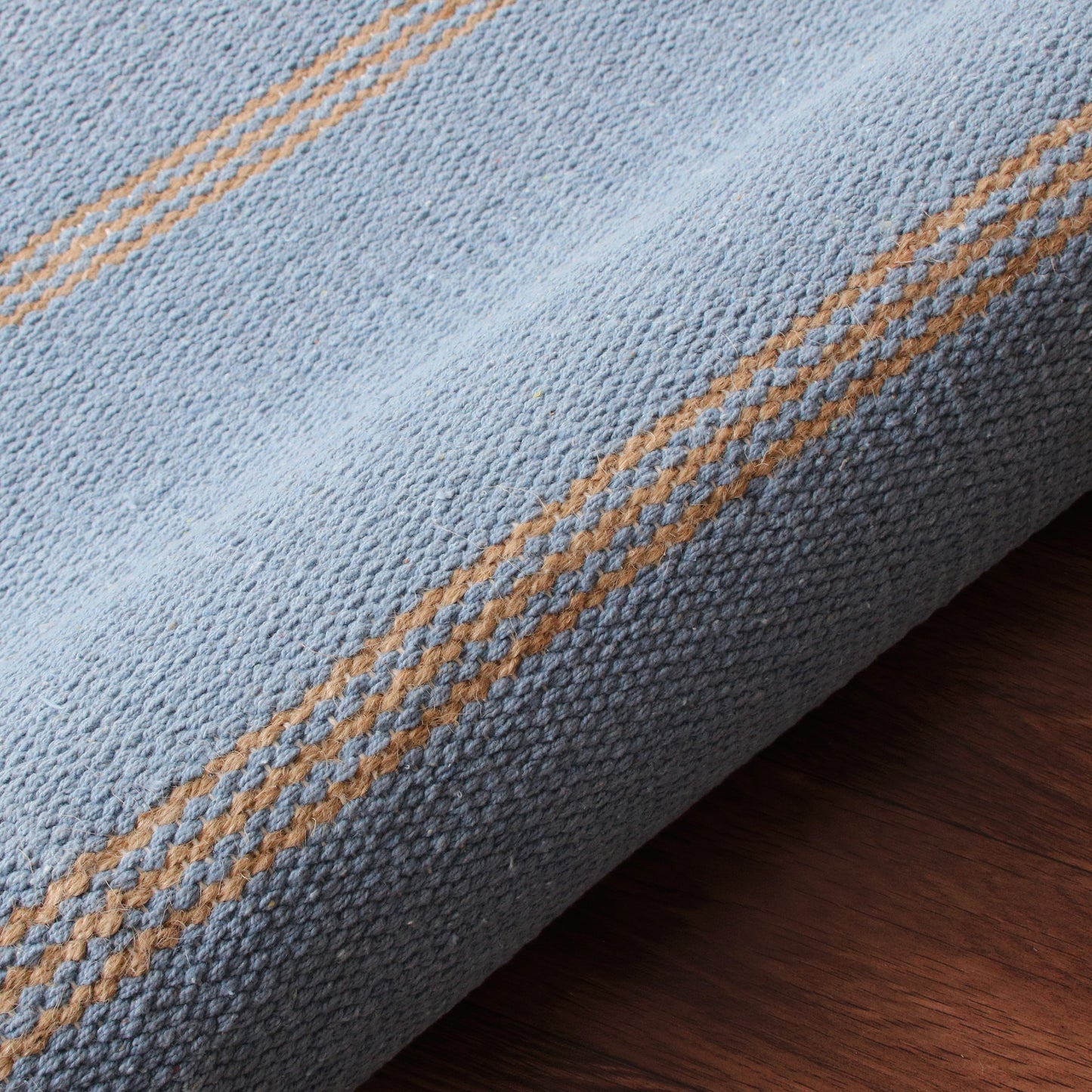 Hampton-03393 Coastal Hand-Woven Light Blue/Tan Cotton Indoor Area Rug - LR Home