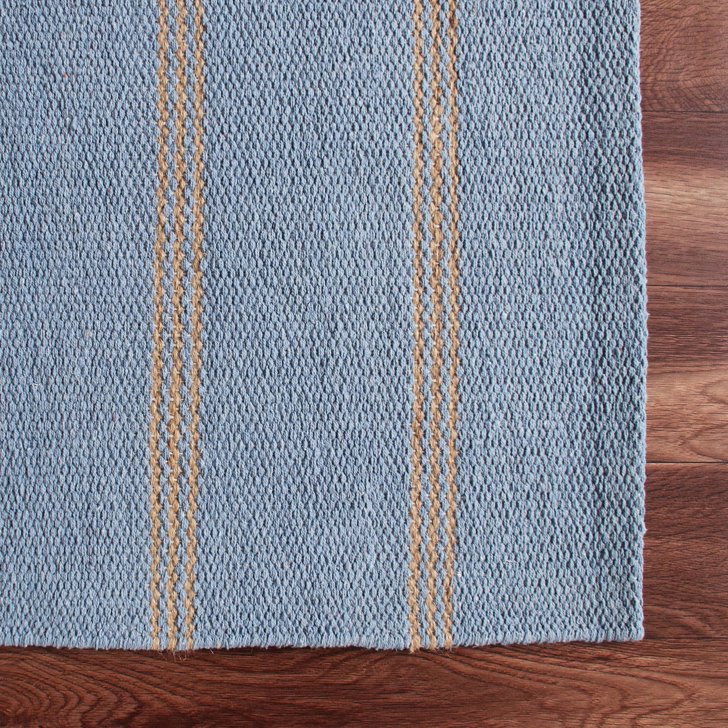 Hampton-03393 Coastal Hand-Woven Light Blue/Tan Cotton Indoor Area Rug - LR Home