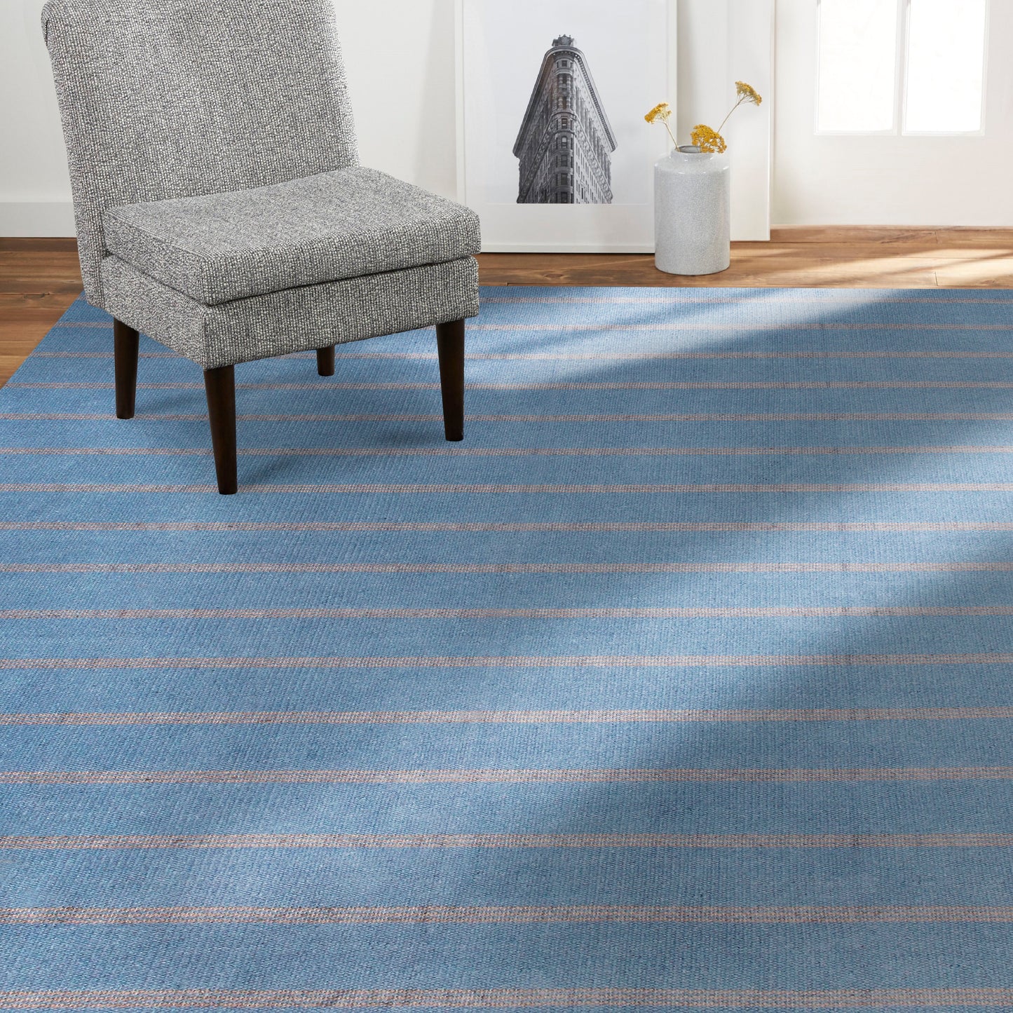 Hampton-03393 Coastal Hand-Woven Light Blue/Tan Cotton Indoor Area Rug - LR Home