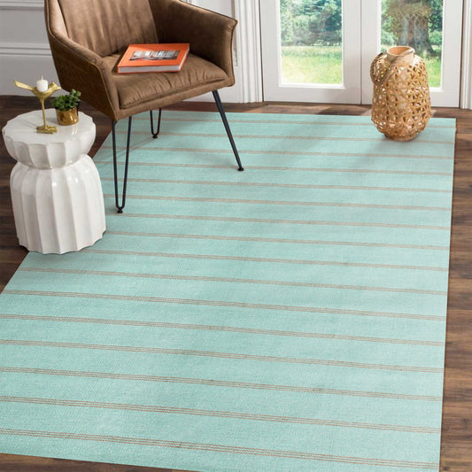 Hampton-03394 Coastal Hand-Woven Light Green/Tan Cotton Indoor Area Rug - LR Home