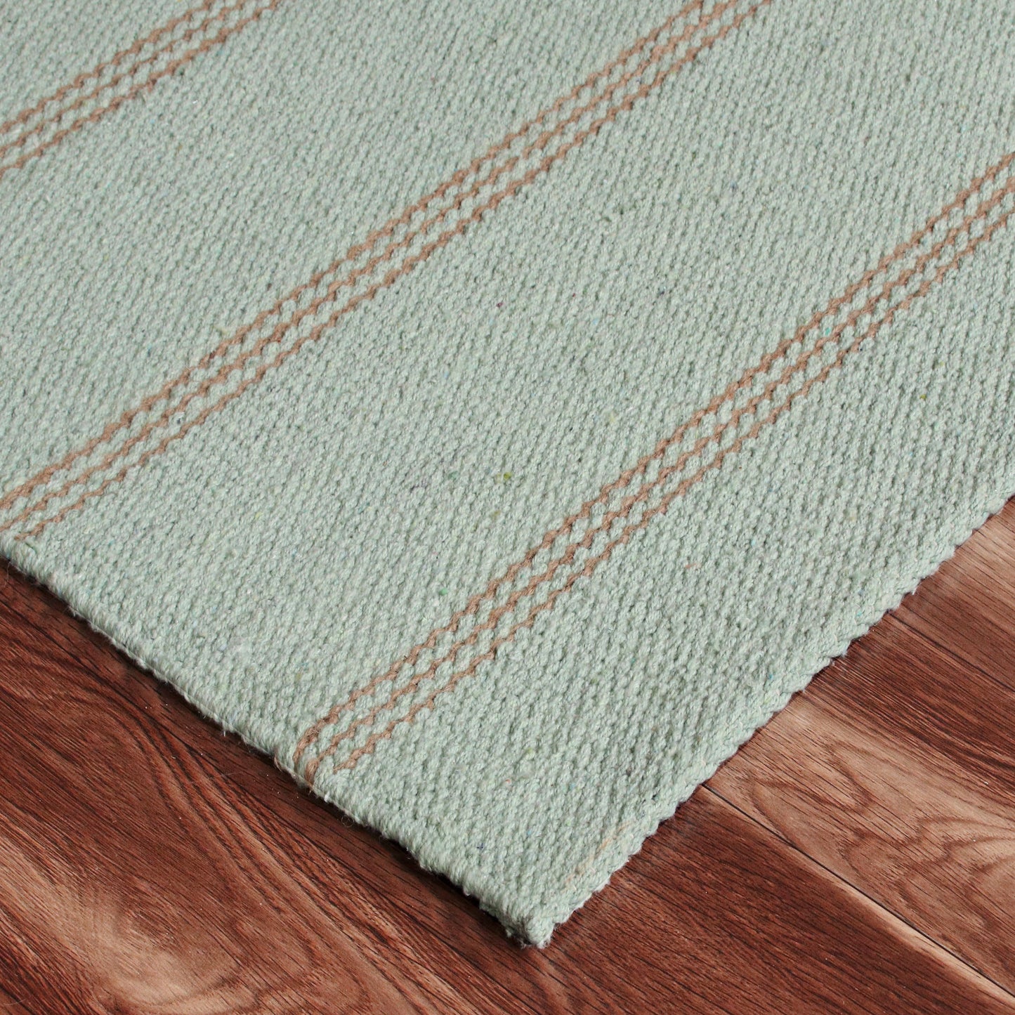 Hampton-03394 Coastal Hand-Woven Light Green/Tan Cotton Indoor Area Rug - LR Home