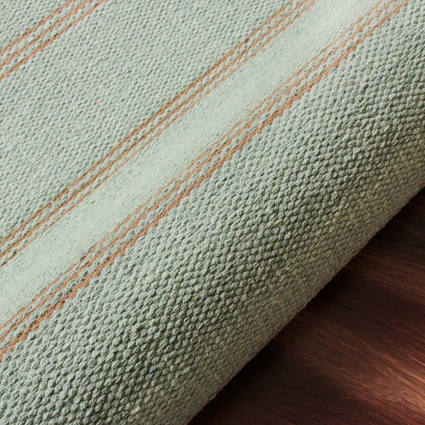 Hampton-03394 Coastal Hand-Woven Light Green/Tan Cotton Indoor Area Rug - LR Home