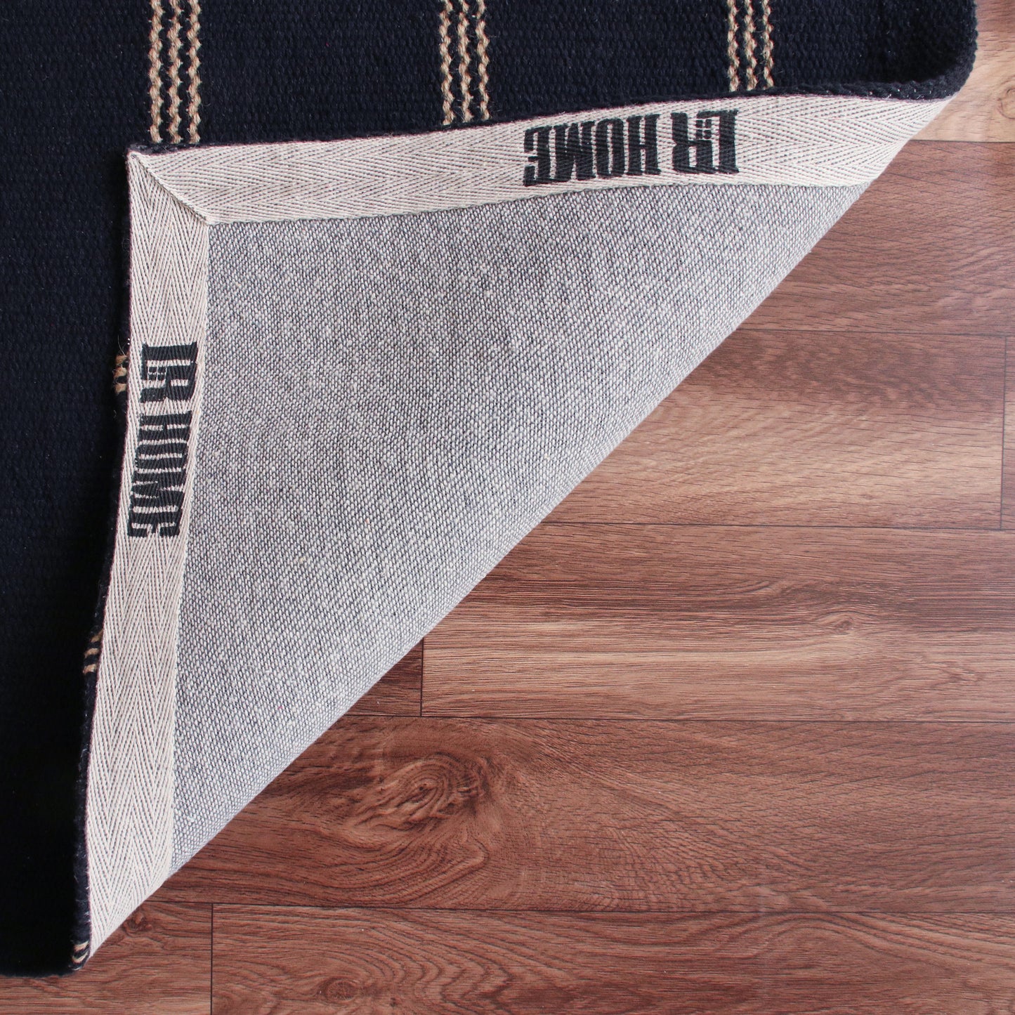 Hampton-03395 Coastal Hand-Woven Black/Tan Cotton Indoor Area Rug - LR Home
