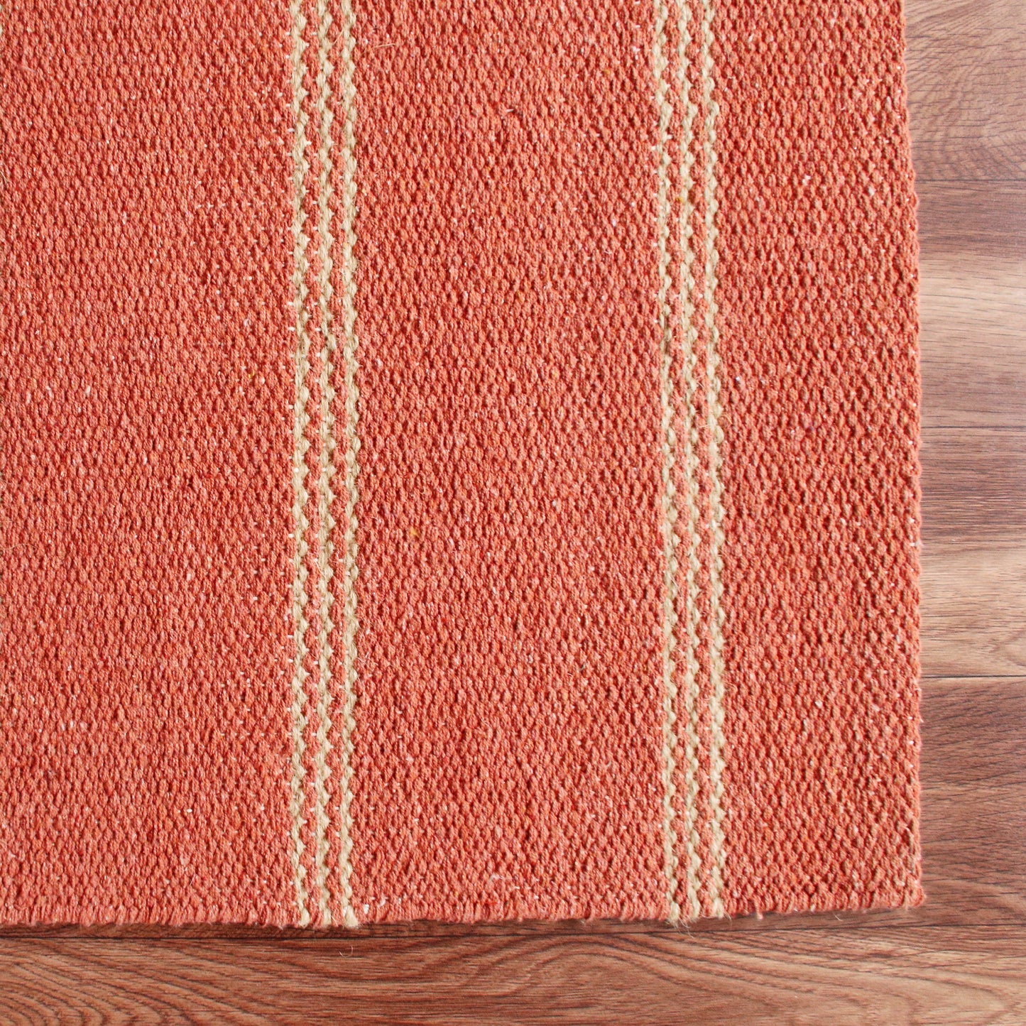 Hampton-03397 Coastal Hand-Woven Cinnamon Red/Tan Cotton Indoor Area Rug - LR Home