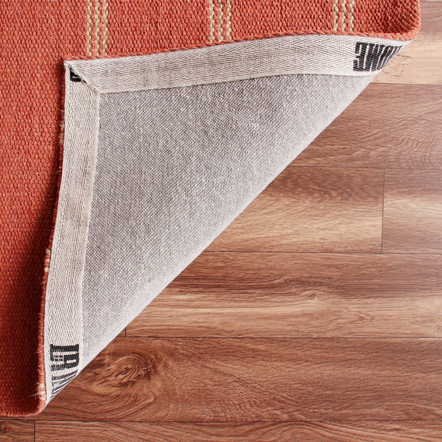 Hampton-03397 Coastal Hand-Woven Cinnamon Red/Tan Cotton Indoor Area Rug - LR Home