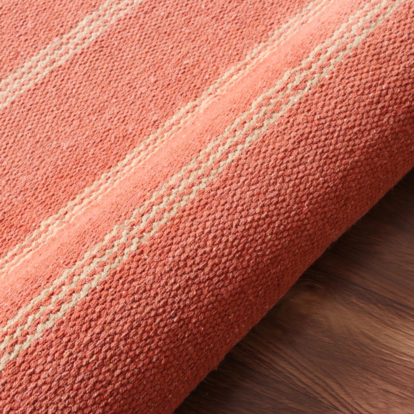 NATUR-03394 Nautical/Coastal Hand-Woven Cinnamon/Tan Jute Blend Indoor Area Rugs - LR Home