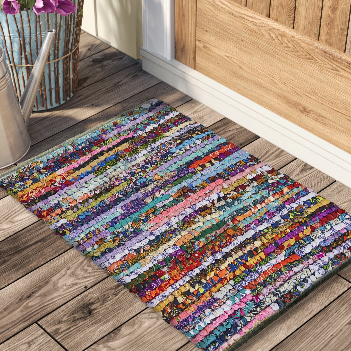 Natural Fiber-04010 Bohemian/Eclectic Hand-Woven Rainbow Indoor Area Rug - LR Home