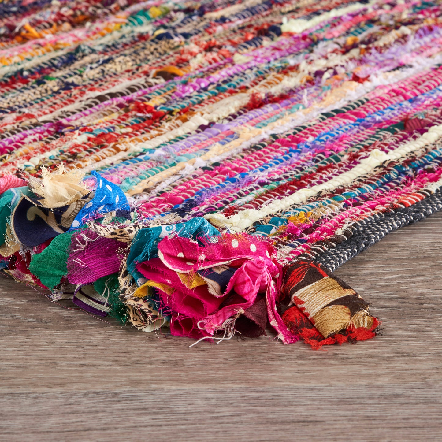 Accent-04012 Bohemian/Eclectic Hand-Woven Rainbow Self-Backed Indoor Area Rug - LR Home