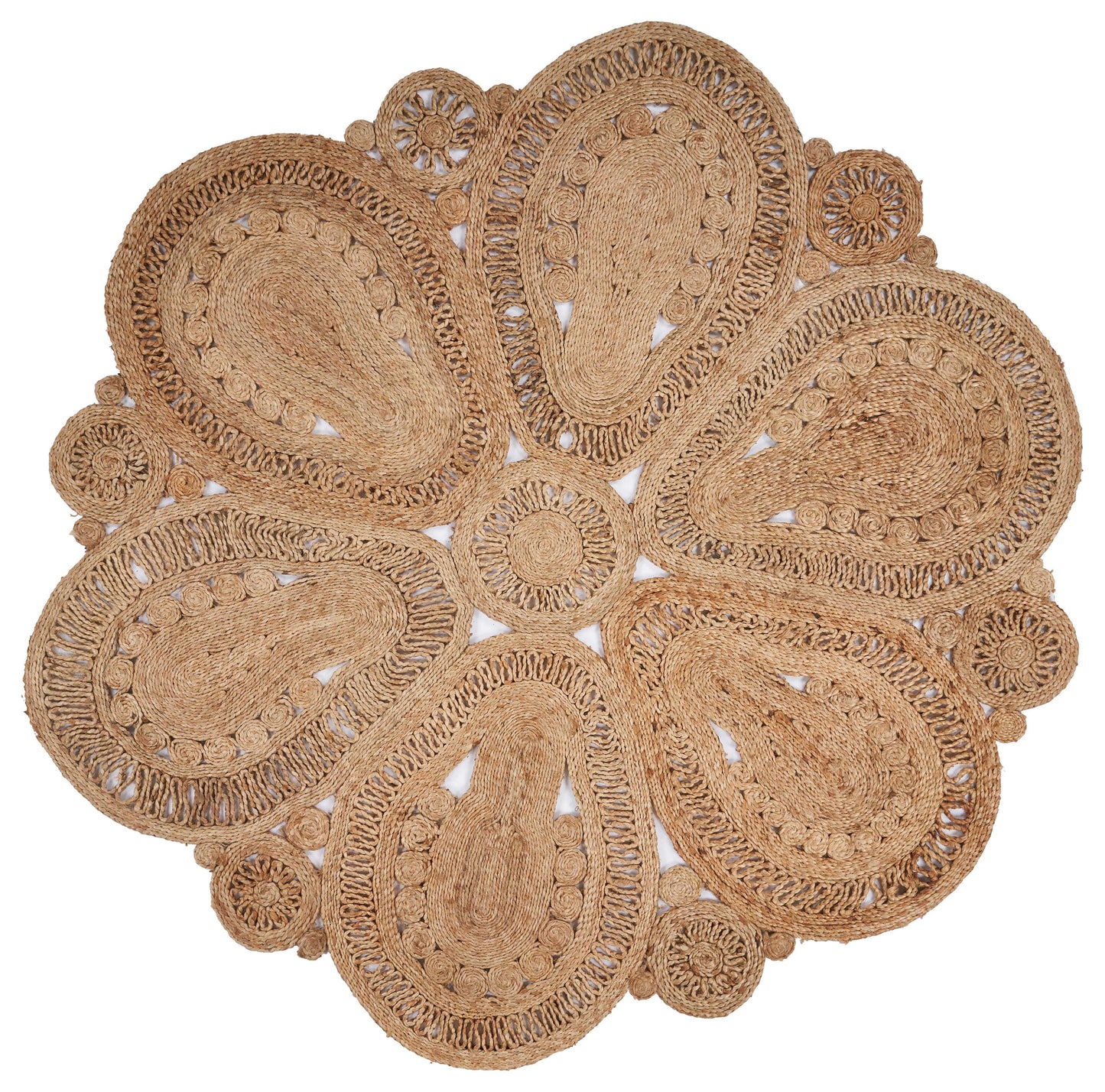 NATUR-12029 Bohemian/Eclectic Hand-Braided Natural Jute Indoor Area Rugs - LR Home