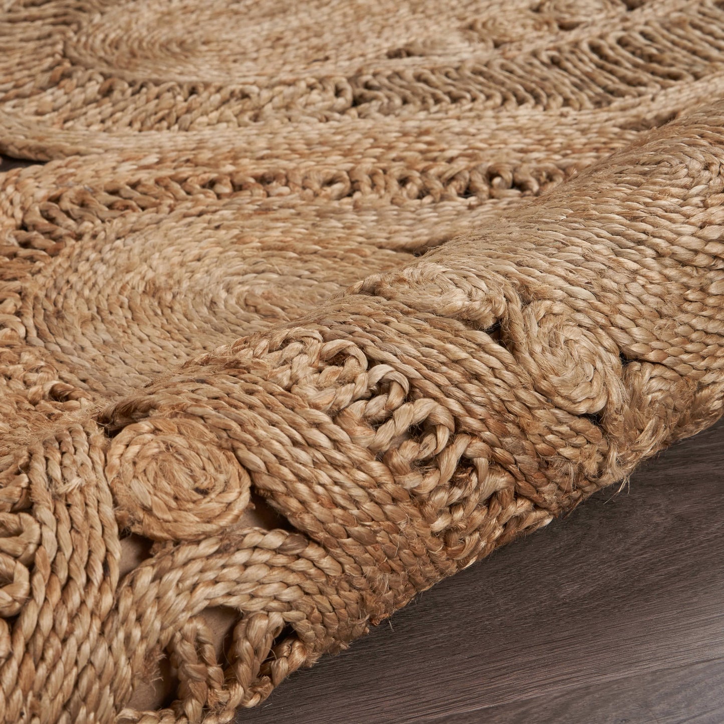 NATUR-12029 Bohemian/Eclectic Hand-Braided Natural Jute Indoor Area Rugs - LR Home