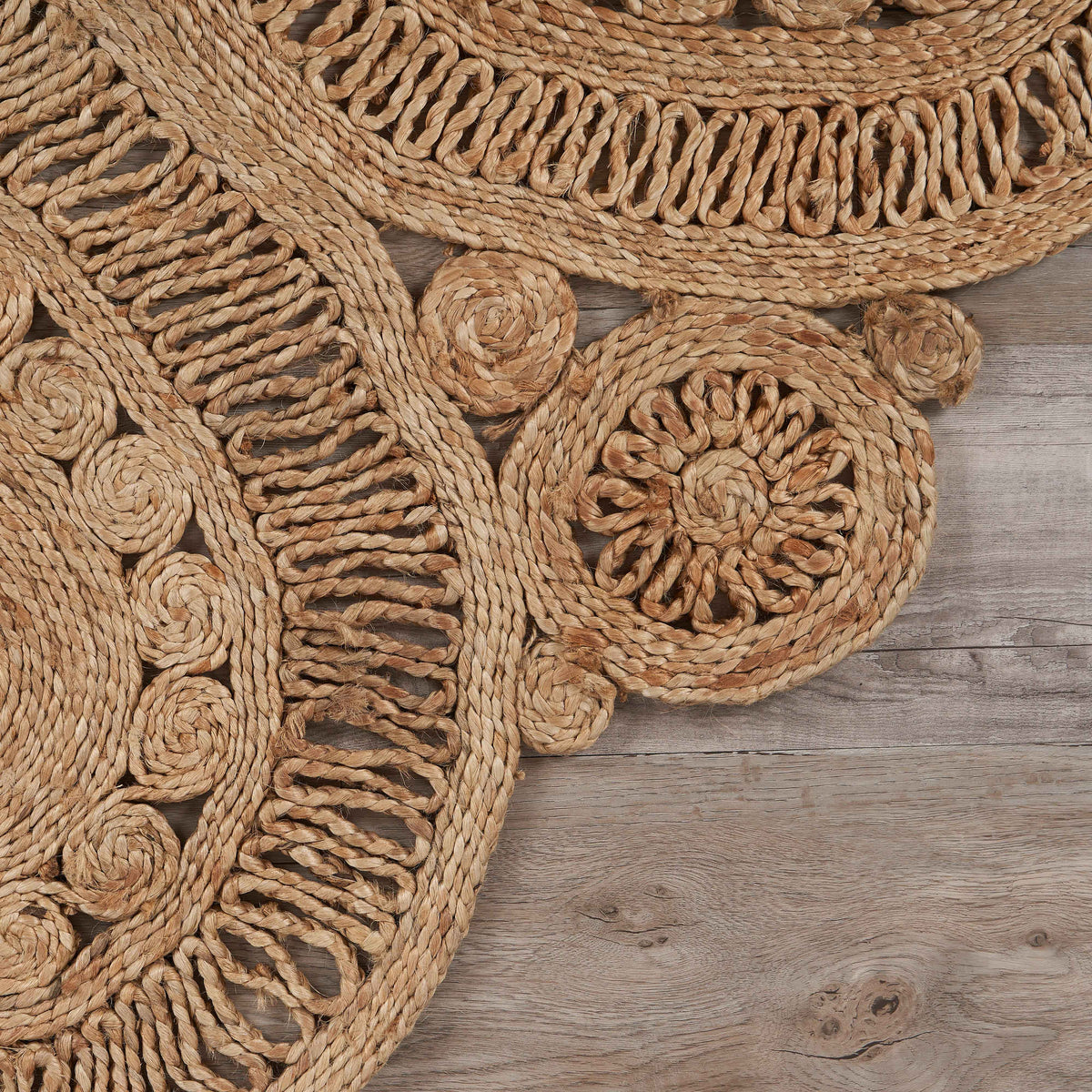 Ox Bay Natural Contemporary Floral All-Natural Jute Indoor Round Area Rug - color swatch