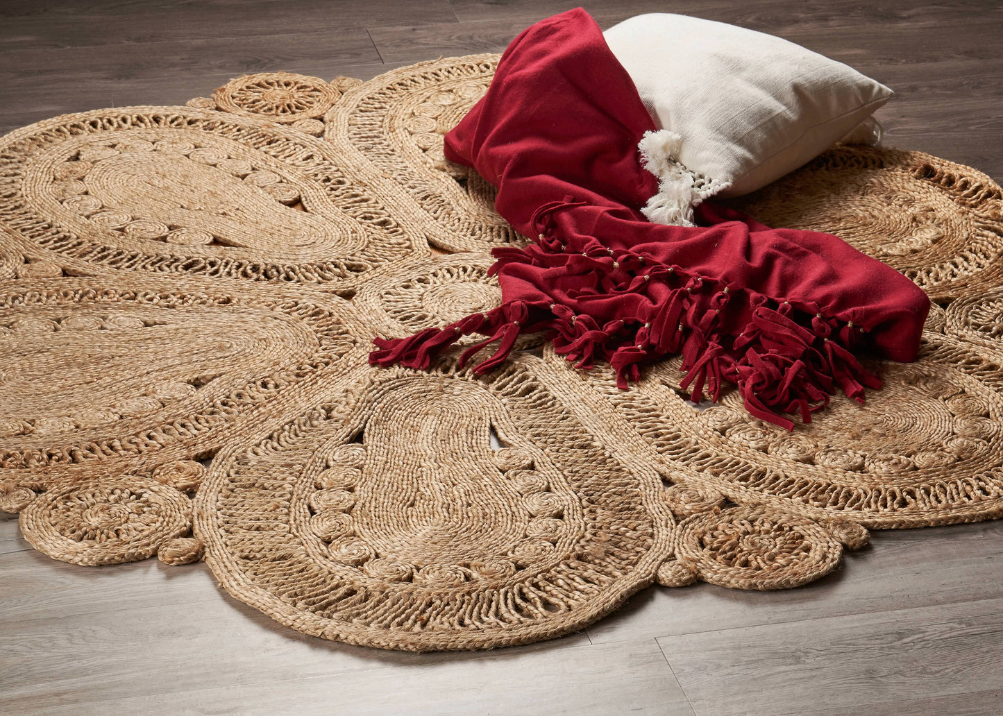 NATUR-12029 Bohemian/Eclectic Hand-Braided Natural Jute Indoor Area Rugs - LR Home