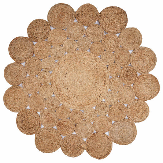 Ox Bay Natural Contemporary Geometric All-Natural Jute Indoor Round Area Rug - Silo view