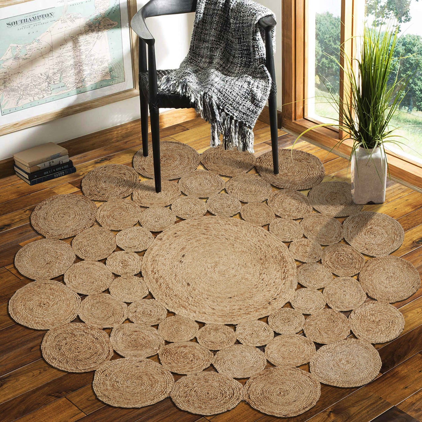 NATUR-12030 Bohemian/Eclectic Hand-Braided Natural Jute Indoor Area Rugs - LR Home