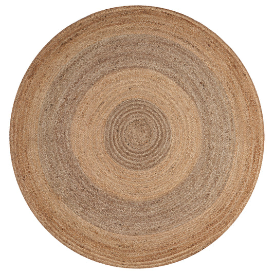 Ox Bay Natural/Gray Bohemian All-Natural Jute Round Area Rug - Silo view