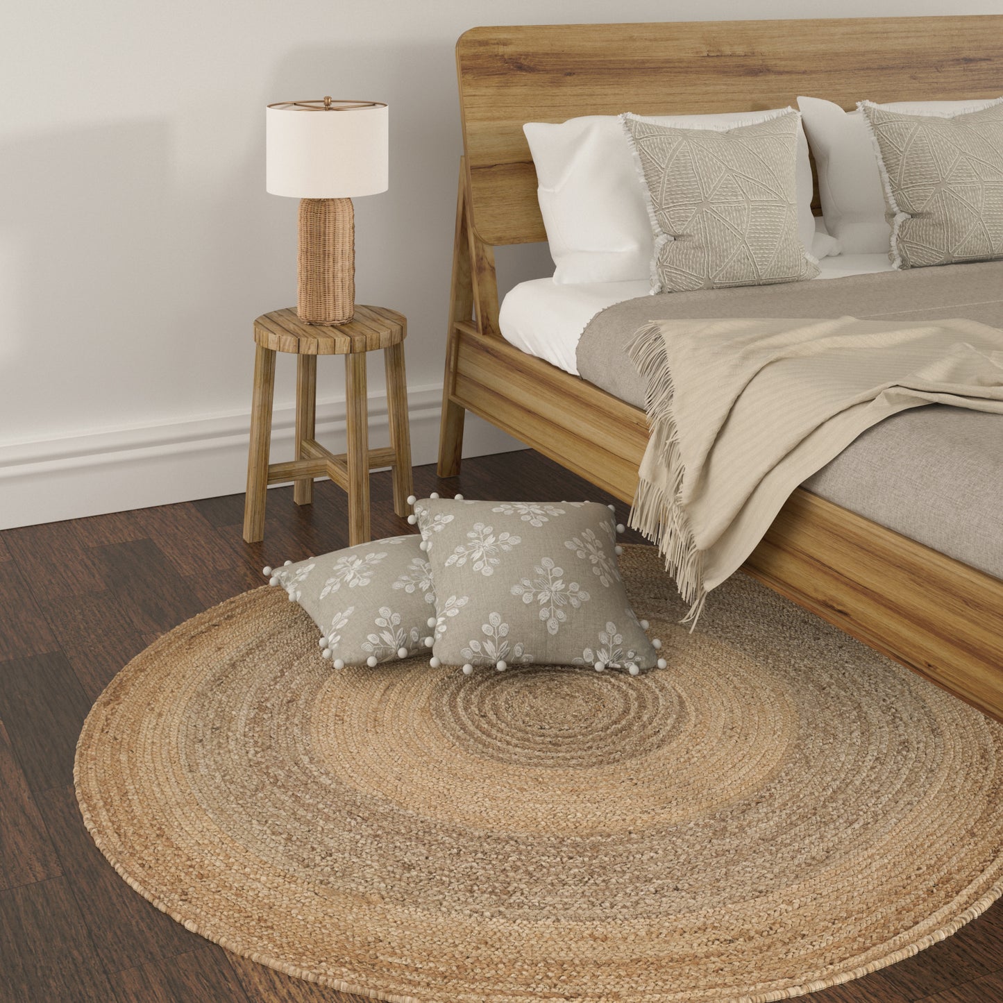 NATUR-12032 Modern/Contemporary Hand-Braided Natural/Gray Jute Indoor Area Rugs - LR Home