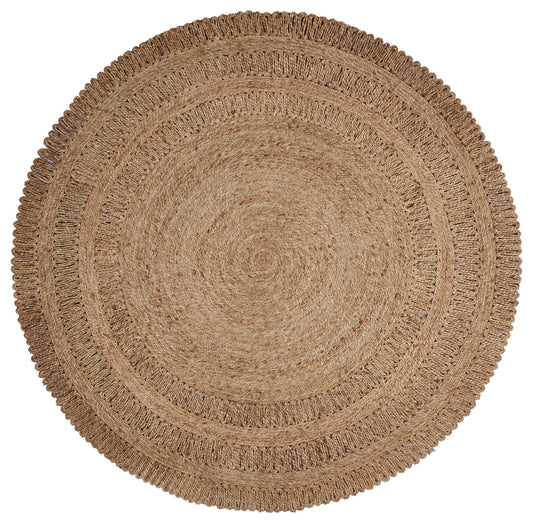 Ox Bay True Tan Contemporary Braided All-Natural Jute Indoor Round Area Rug - Silo view