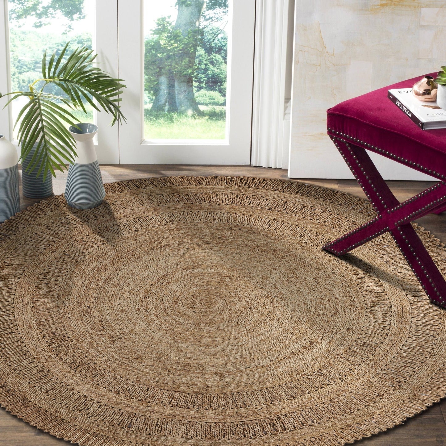 NATUR-12034 Modern/Contemporary Hand-Braided Gray Jute Indoor Area Rugs - LR Home