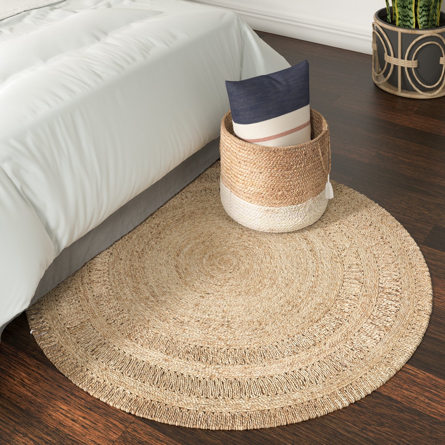 NATUR-12034 Modern/Contemporary Hand-Braided Gray Jute Indoor Area Rugs - LR Home