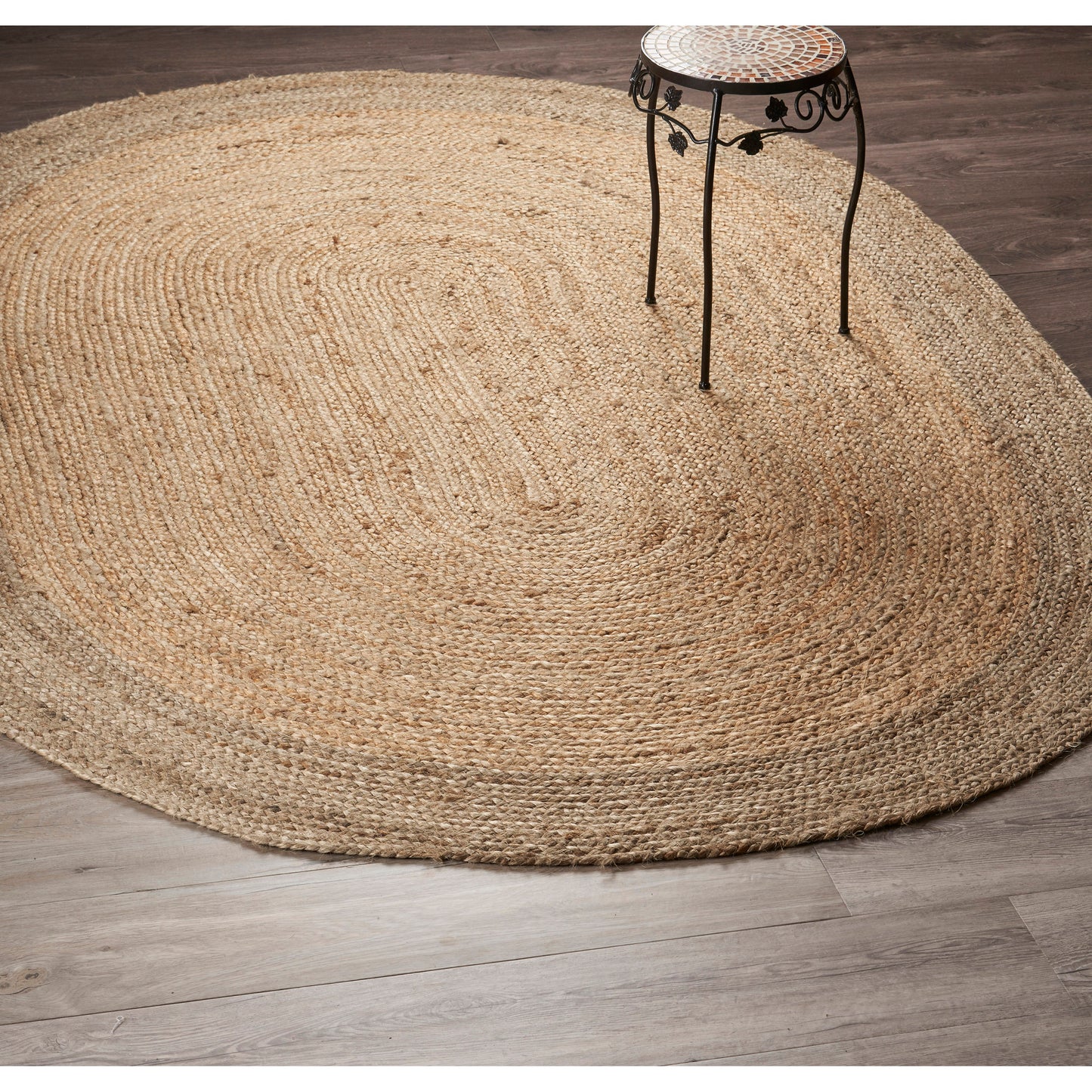 Boutique Jute-12035 Farmhouse Hand-Braided Brown/Gray Self-Backed Indoor Area Rug - LR Home