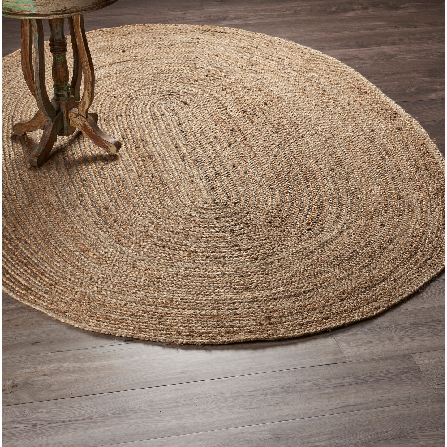 Boutique Jute-12036 Farmhouse Hand-Braided Brown/Gray Self-Backed Indoor Area Rug - LR Home