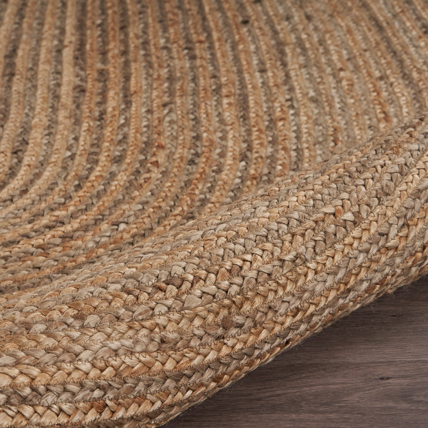 Boutique Jute-12036 Farmhouse Hand-Braided Brown/Gray Self-Backed Indoor Area Rug - LR Home