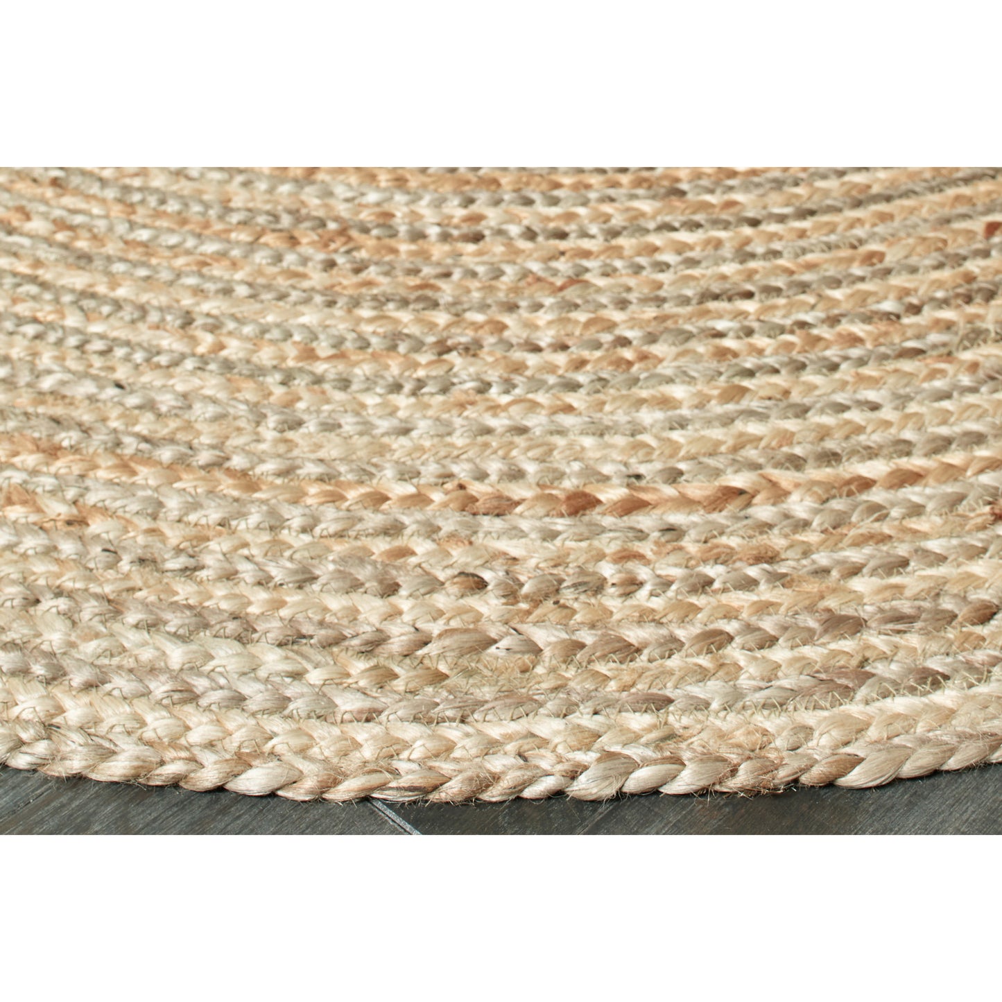 NATUR-12035 Farmhouse Hand-Braided Natural/Gray Jute Indoor Area Rugs - LR Home