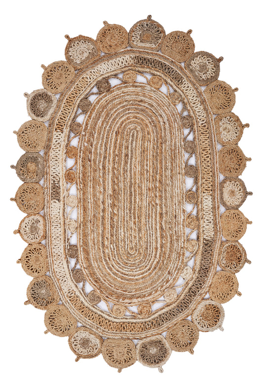 Ox Bay Natural Brown Bohemain Geometric All-Natural Jute Indoor Oval Area Rug - Silo view