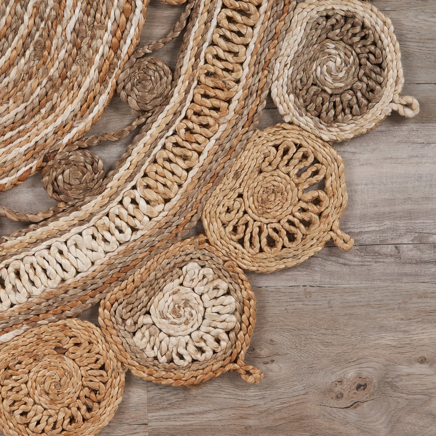 Boutique Jute-12038 Moroccan/Global Hand-Braided Brown/Beige Self-Backed Indoor Area Rug - LR Home