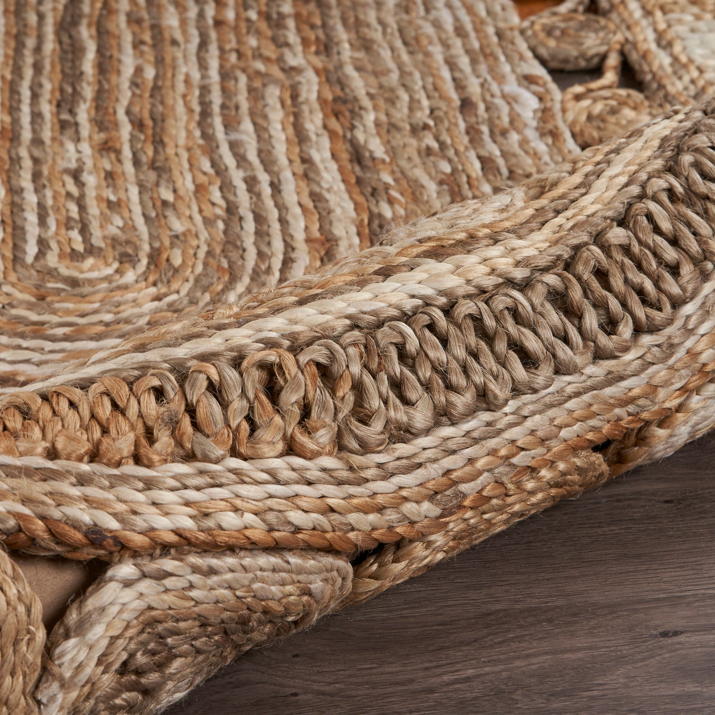 NATUR-12038 Modern/Contemporary Hand-Braided Bleach Gray Jute Indoor Area Rugs - LR Home