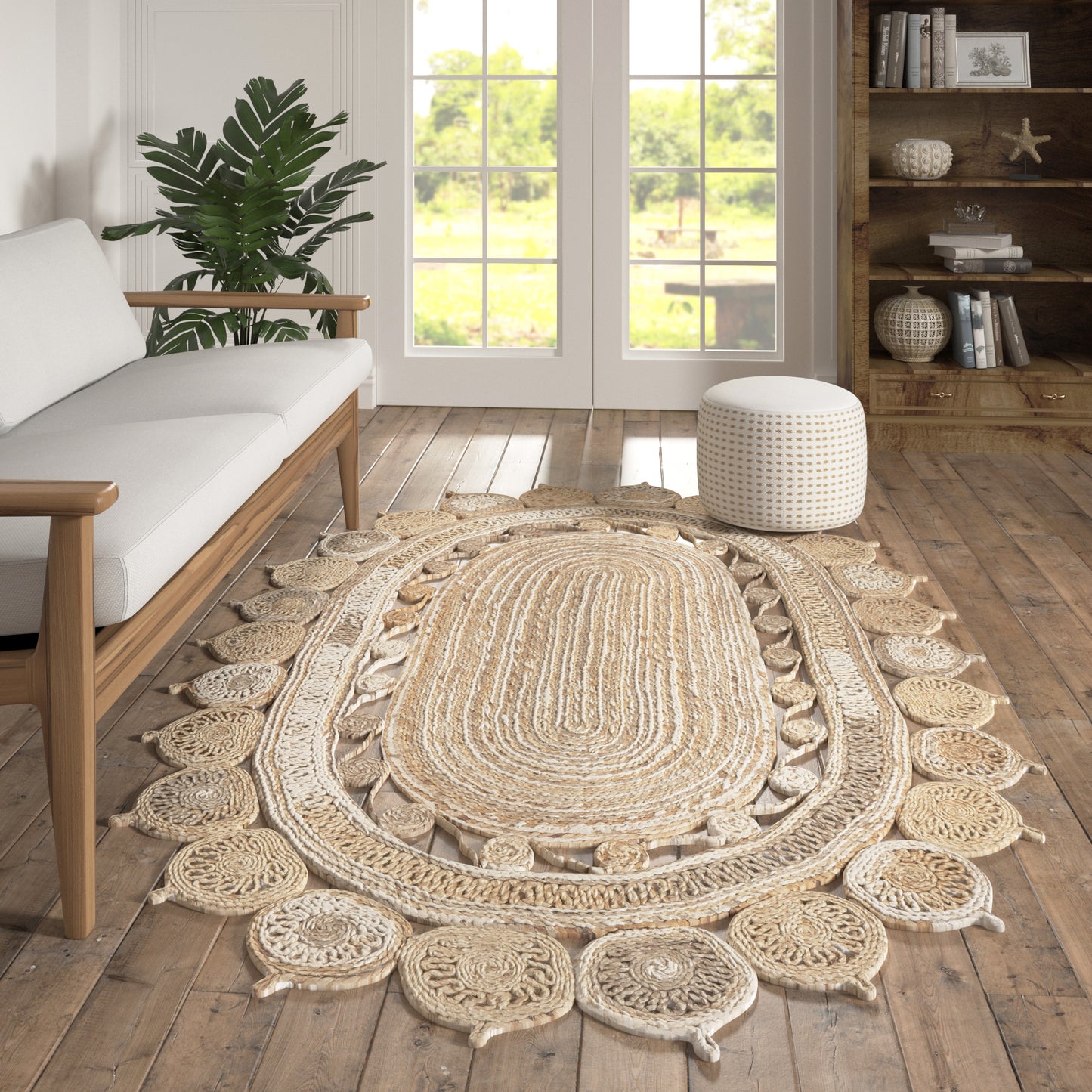 NATUR-12038 Modern/Contemporary Hand-Braided Bleach Gray Jute Indoor Area Rugs - LR Home