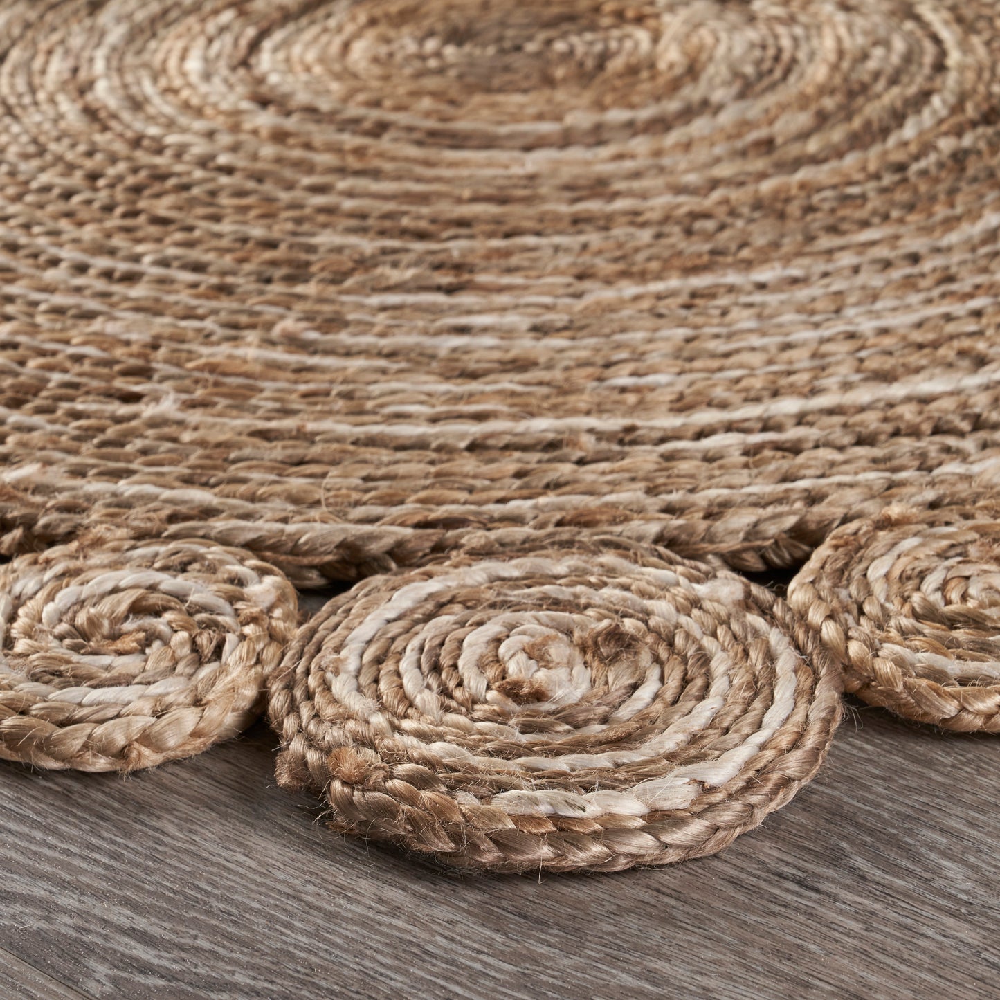 NATUR-12040 Modern/Contemporary Hand-Braided Bleach/Natural Jute Indoor Area Rugs - LR Home