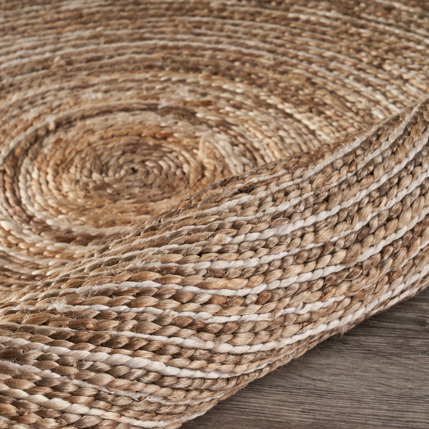 NATUR-12040 Modern/Contemporary Hand-Braided Bleach/Natural Jute Indoor Area Rugs - LR Home