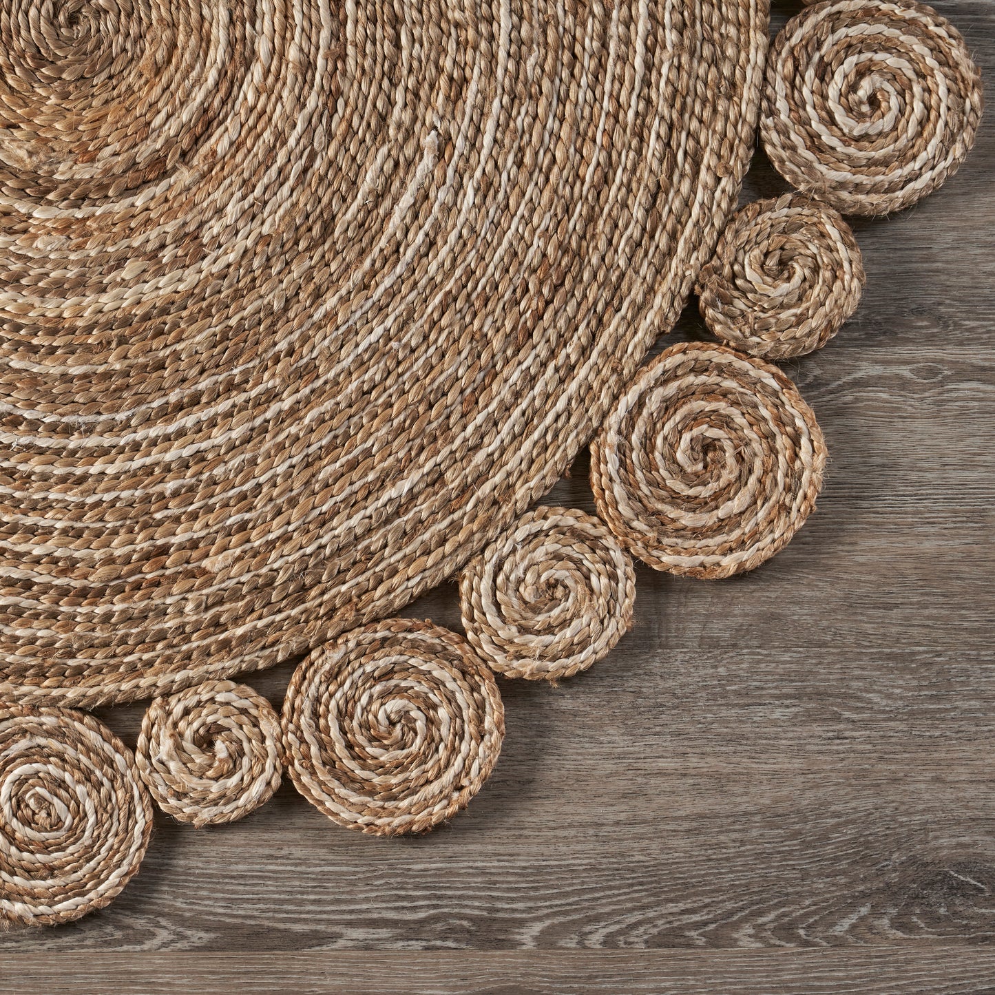 NATUR-12040 Modern/Contemporary Hand-Braided Bleach/Natural Jute Indoor Area Rugs - LR Home