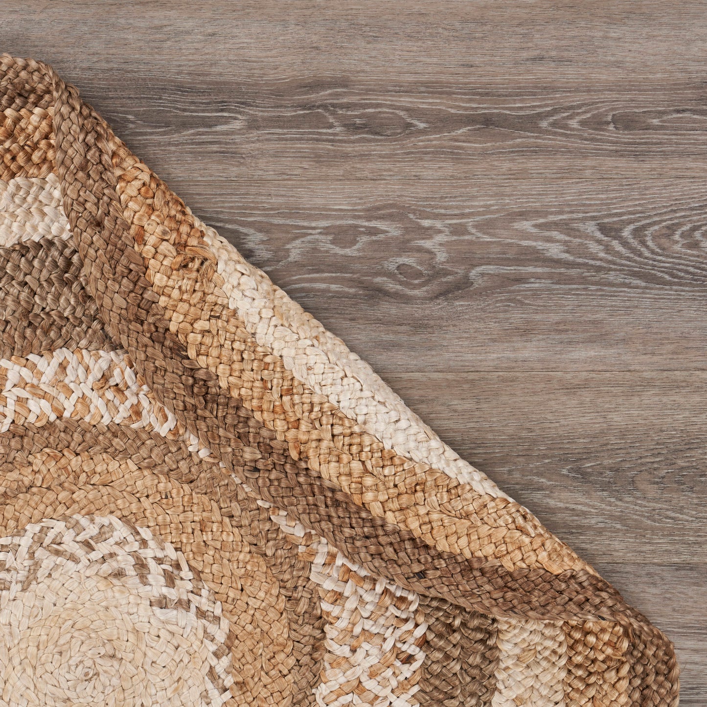 Boutique Jute-12041 Farmhouse Hand-Braided Brown/Beige Self-Backed Indoor Area Rug - LR Home
