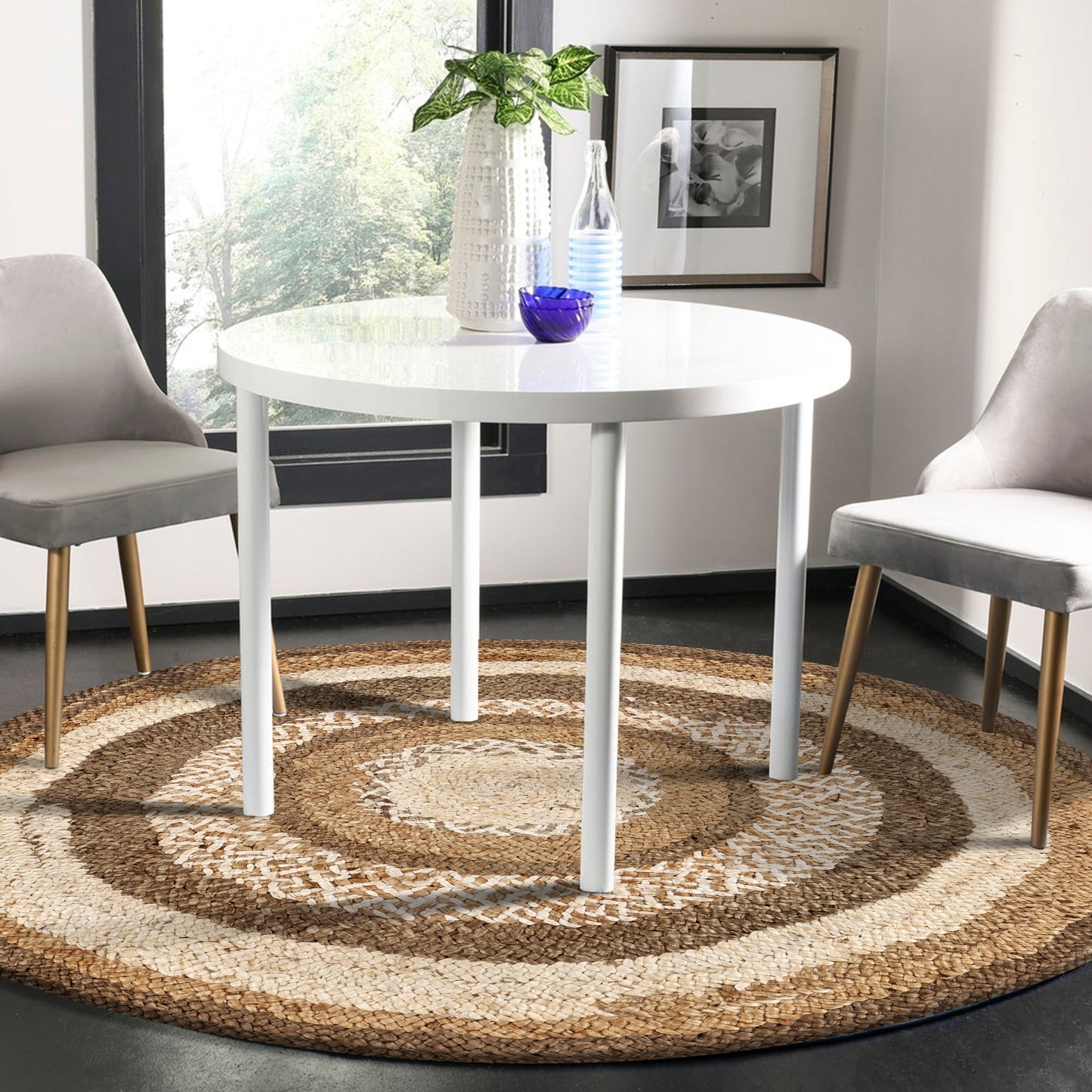 NATUR-12032 Modern/Contemporary Hand-Braided Bleach/Natural Jute Indoor Area Rugs - LR Home
