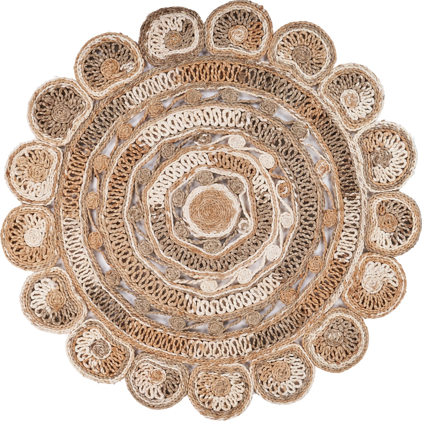 NATUR-12042 Modern/Contemporary Hand-Braided Bleach/Natural Jute Indoor Area Rugs - LR Home