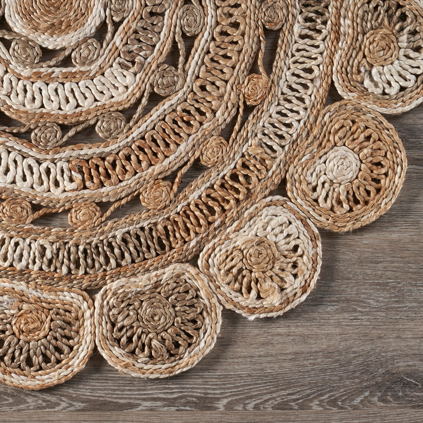 Boutique Jute-12042 Bohemian/Eclectic Hand-Braided Brown/Ivory Self-Backed Indoor Area Rug - LR Home