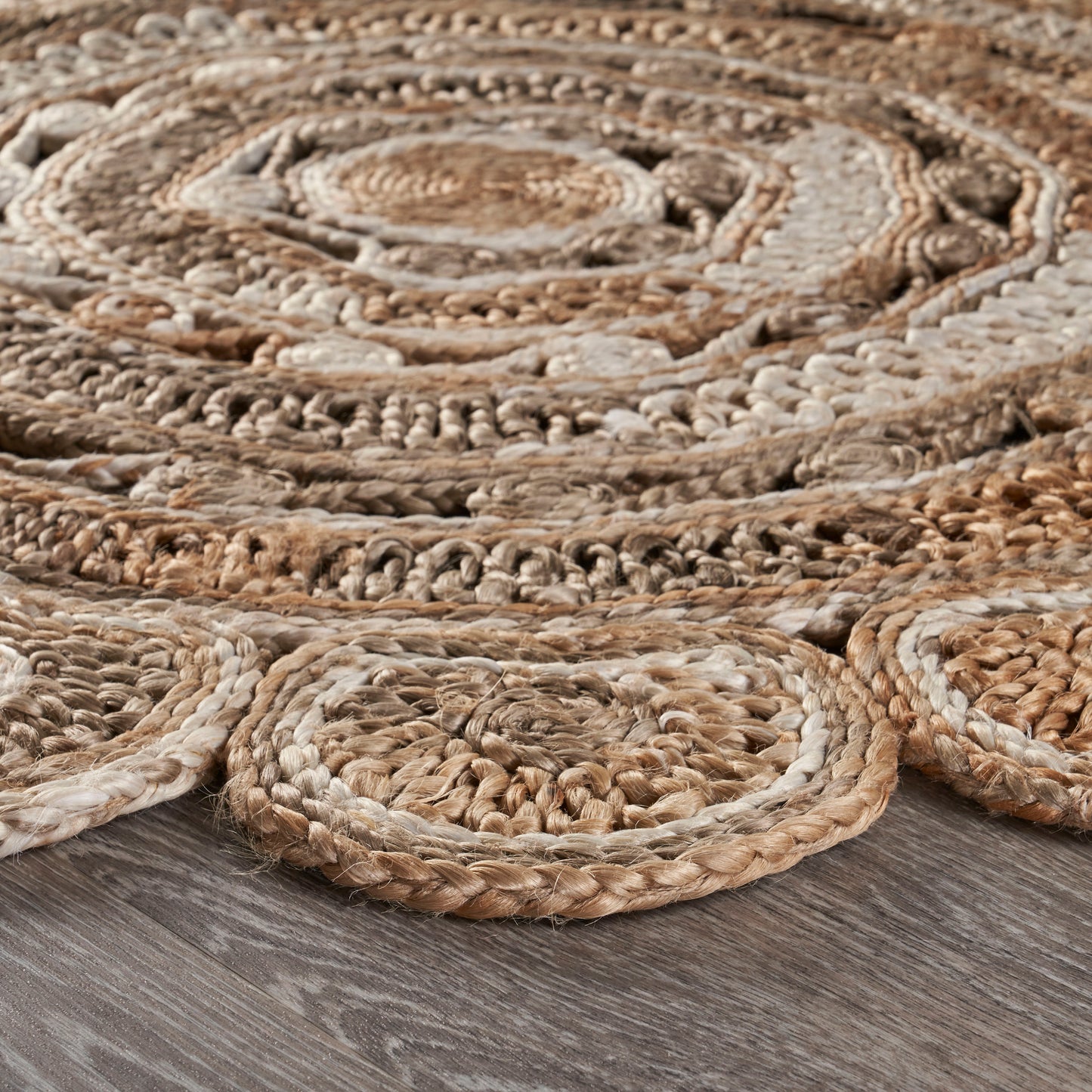 NATUR-12042 Modern/Contemporary Hand-Braided Bleach/Natural Jute Indoor Area Rugs - LR Home
