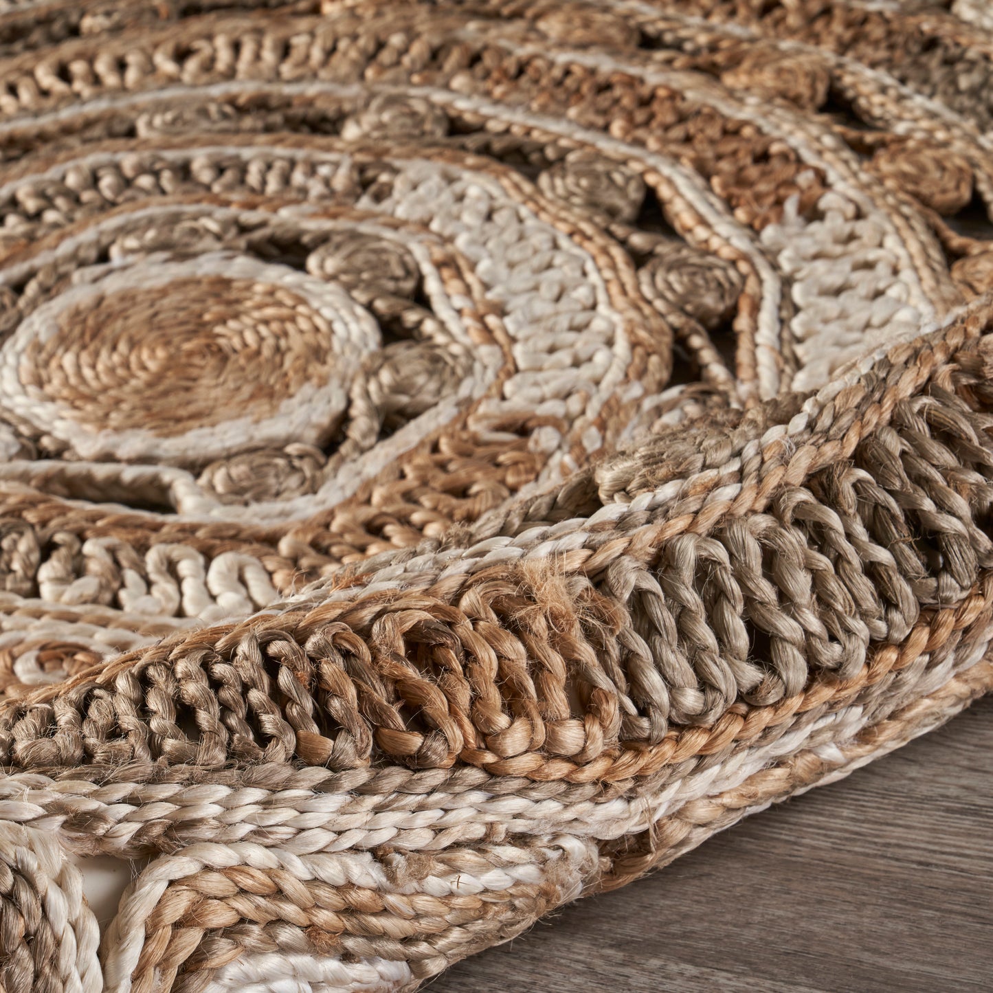 NATUR-12042 Modern/Contemporary Hand-Braided Bleach/Natural Jute Indoor Area Rugs - LR Home